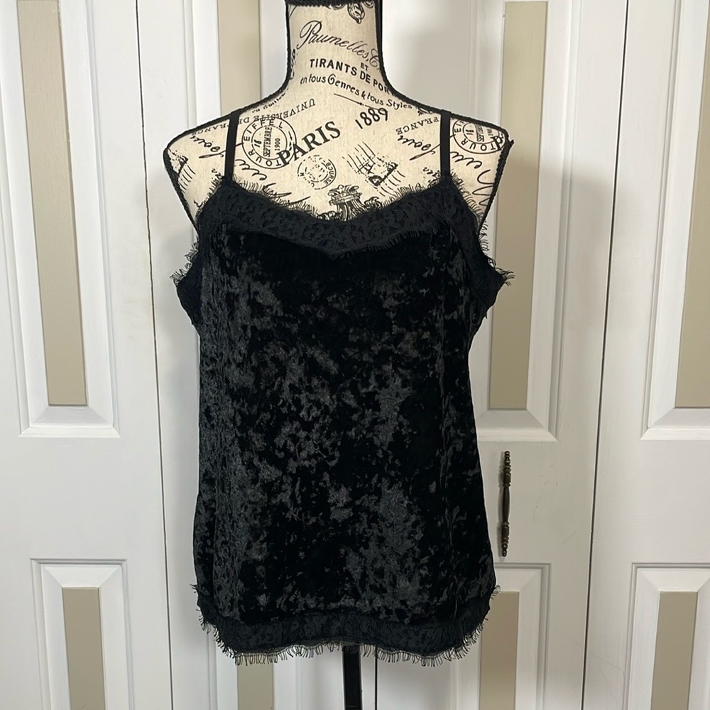 NO BOUNDARIES Black Burnout Velvet LG Whimsygoth Romantic Lace Tank Top Festival